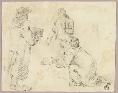 Three Men with Dogs