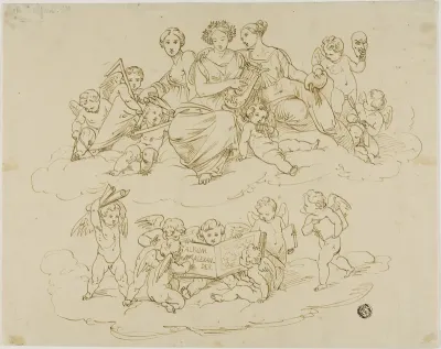 Three Muses (Urania, Terpsichare and Thalia) with Putti