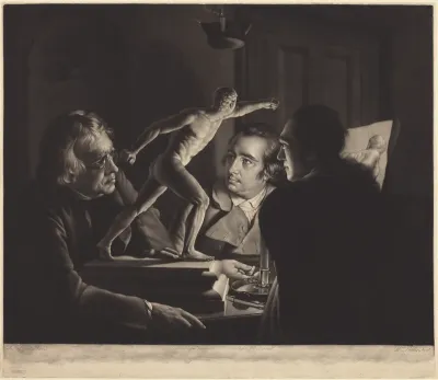 Three Persons Viewing the Gladiator by Candlelight