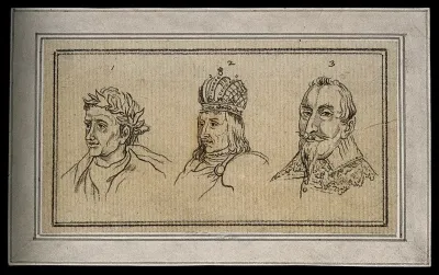 Three physiognomies belonging to a Roman consul, a king and a prince