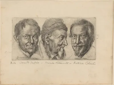 Three portraits possibly representing Camillo Graffico, Ercole Pedemonte and Antonio Carone
