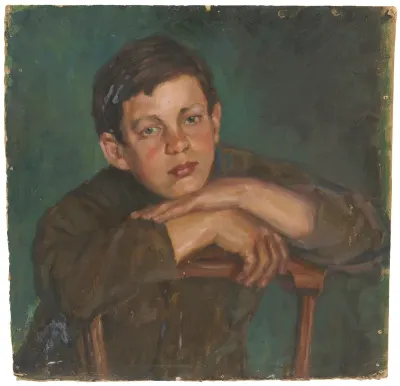 Three-quarter-length Portrait of a Boy Leaning over the Back of a Chair