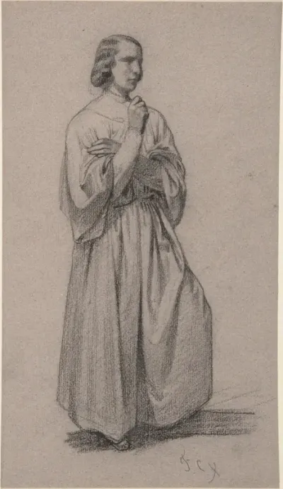 Three-Quarter View of a Standing Male Robed Figure