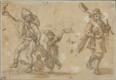 Three Revelers and a Gardner