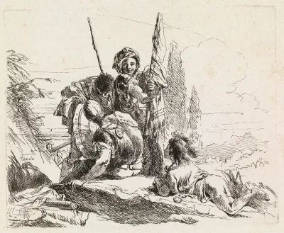 Three Soldiers and a Reclining Boy, from Vari Capricci