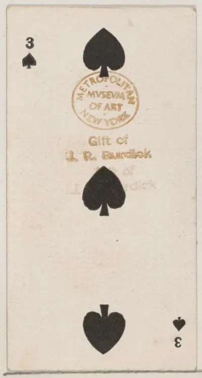 Three Spades (black), from the Playing Cards series (N84) for Duke brand cigarettes