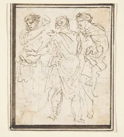 Three Standing Figures in Antique Costume