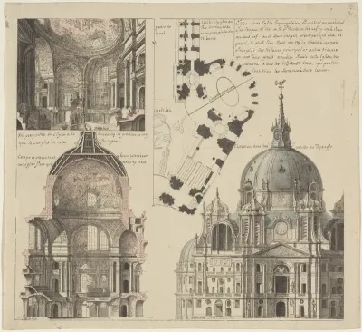 Three Views and a Plan of a Triangular Parish Church