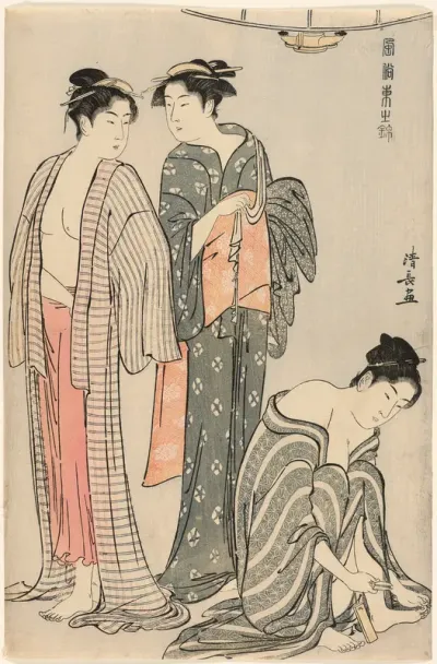 Three Women after a Bath, from the series "A Brocade of Eastern Manners (Fuzoku Azuma no nishiki)"