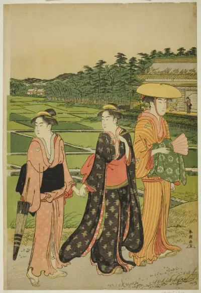 Three Women near Rice Paddies