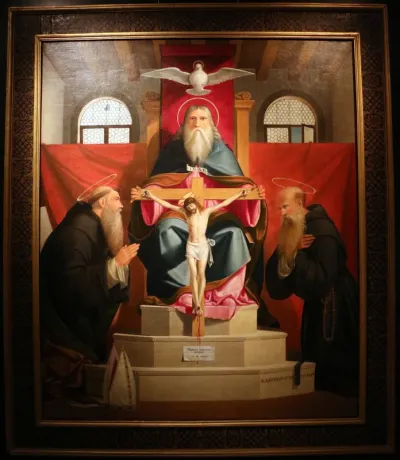 Throne of Mercy with Augustine and Giorgio da Cremona