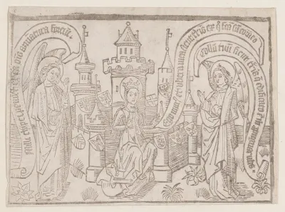 Thy Neck Is Like the Tower of David, illustration from a Canticum Canticorum blockbook, 2nd