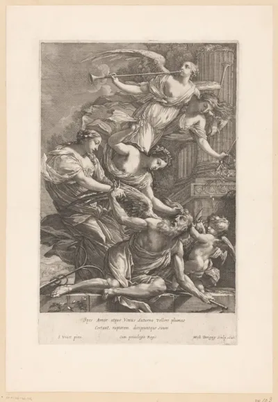 Tijd overwonnen door Amor, Venus en de Hoop
