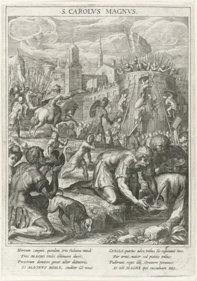 Tijdens de belegering van een stad vinden de soldaten van Karel de Grote een bron