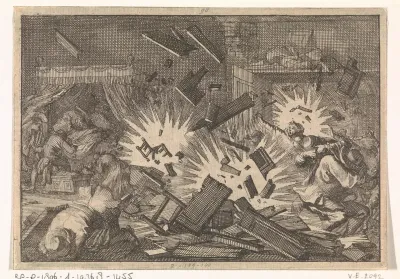 Tijdens het beleg van Riga ontploft een bom in een woning, 1656