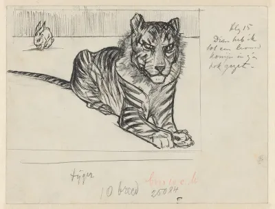 Tijger en konijn in een hok