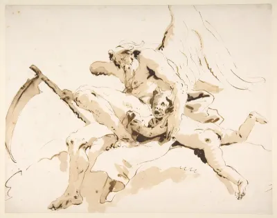 Time Seated, Clutching a Putto