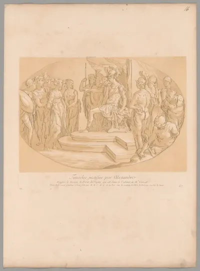 Timoclée justifiée par Alexandre (Timoclea exhonerated by Alexander), from Recueil d'estampes d'après les plus beaux tableaux et d'après les plus beaux desseins qui sont en France (Cabinet Crozat)