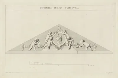 Timpaan van de voorgevel van de schouwburg aan het Leidseplein te Amsterdam, 1774