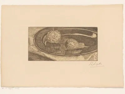 Tinnen bord met sierkalebassen