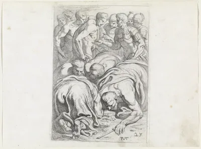 Tiresias drinkt het bloed van het offer