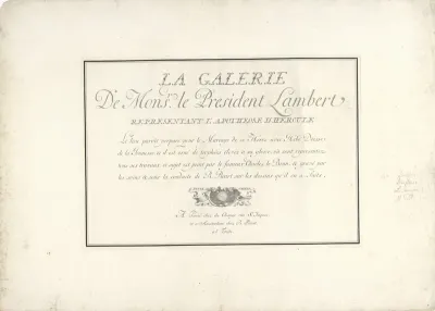 Titel voor La Galerie de Mons. le Président Lambert representant l'Apothéose d'Hercule