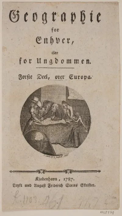 Titelblad med vignet til "Geographie for Enhver"
