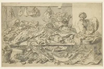 Titelblad met rolwerk en figuren