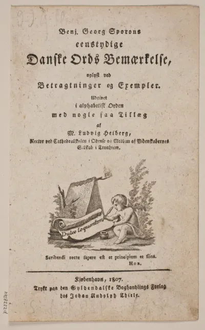 Titelblad til B. G. Sporon "Entydige Danske Ords Bemærkelse"