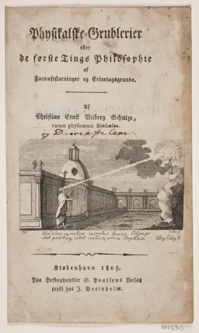 Titelblad til Chr. E. V. Schulge: "Physikalske grublerier [...]"