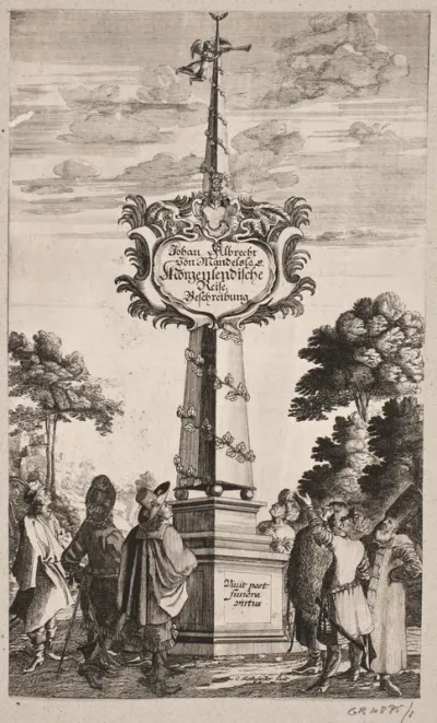 Titelblad til Johann Albrecht Mandelslo, ”Morgenländische Reisebeschreibung […], Schleswig 1668