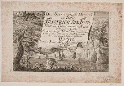 Titelblad til Kong Frederik V's rejse gennem Danmark og Norge 1749
