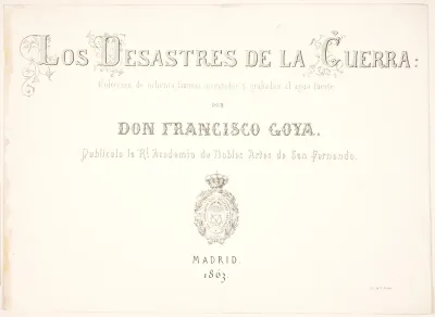 Titelblad til "Los Desastres de la Guerra", 1863-udgaven