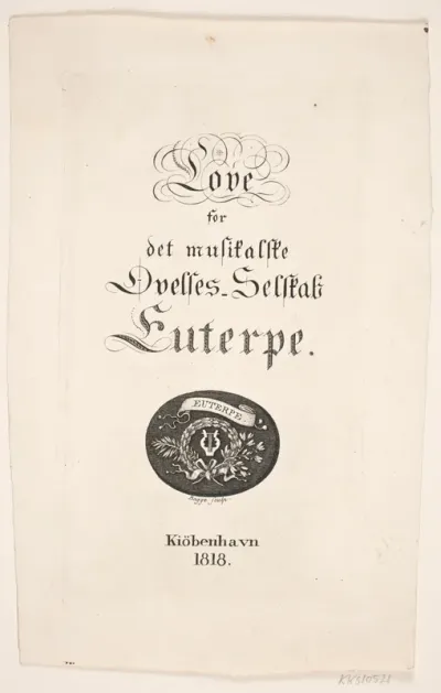 Titelblad til "Love for det musikalske Øvelses Selskab Euterpe", København 1818