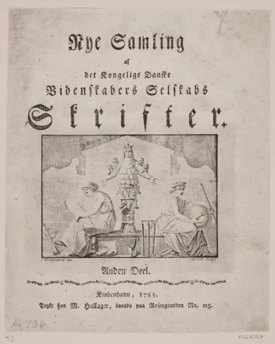 Titelblad til Nye Samling af det kgl. danske Vidensk. Selskabs Skrifter II 1783