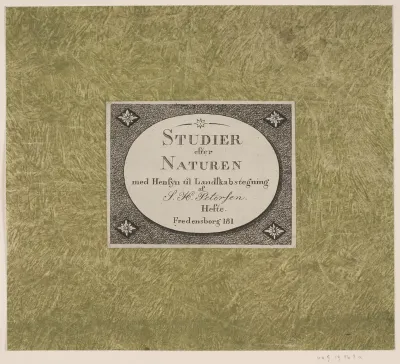 Titelblad til "Studier efter Naturen med Hensyn til Landskabstegning af S.H. Petersen"