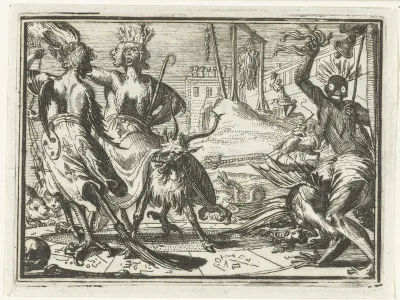 Titelblad voor het pamflet: De Horlende Kollendans, op Tilburn, 1702