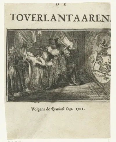 Titelblad voor het pamflet: De Toverlantaaren, 1701