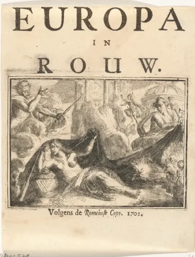 Titelblad voor het pamflet: Europa in Rouw, 1702