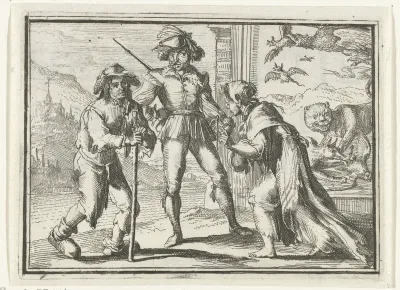 Titelblad voor het pamflet: Het Heydinnetje, de Miquelet, en Mooyfraaykiek, In de Pirenëen, 1702