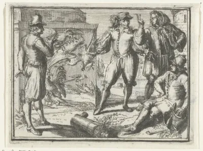 Titelblad voor het pamflet: Maatroozen Saamenspraak te Port a Port, benevens de Fabel van de Kakatoe, Kuykedief, en den Haan, 1701