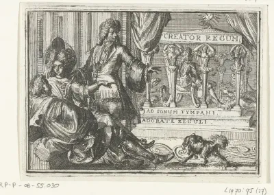 Titelblad voor het pamflet: Nebucadnezars Beeld Tot Versailles ten toon gesteld, om tot Madrid opgerigt te worden, 1702
