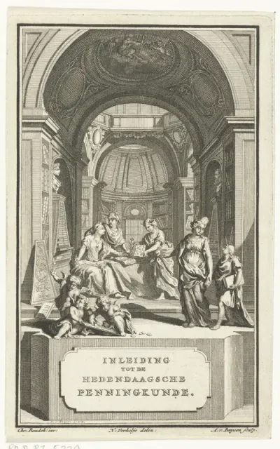 Titelblad voor Inleiding tot de Hedendaagsche Penningkunde, Amsterdam: 1717