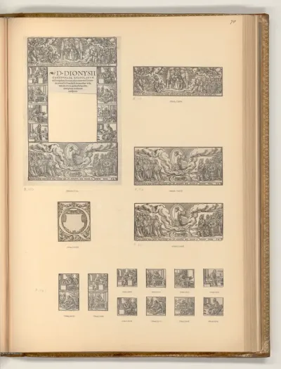 Titelblatt: Epistolarum ac Evangelior. Dominicalium; Darstellungen der Heiligen in den Seitenleisten der Titeleinfassung