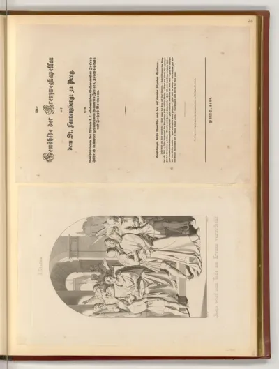 Titelblatt, Gemälde der Kreuzweg Kapellen auf dem St. Laurenzberg zu Prag nach Compositionen, Josef Führich; Jesus wird zum Tod verurteilt (I. Station)