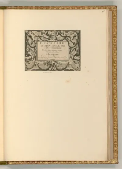 Titelblatt, Il  cancelliere di Lodovico Curione, ornato di lettere corsiue et d'altre maniere di caratteri vsati a scriuersi in Italia libro quarto