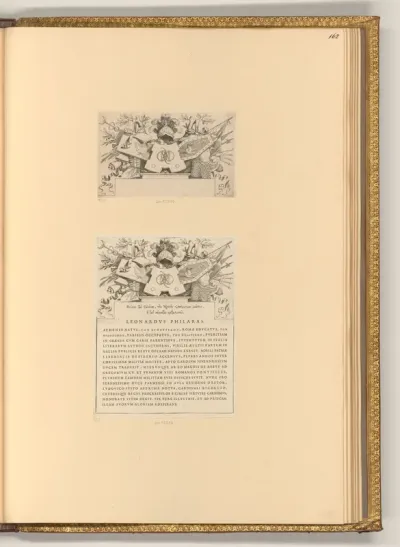 Titelblatt, Kriegstrophäen mit Widmungsschrift (Leonardus Philaras)