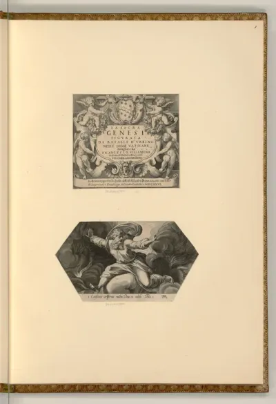 Titelblatt, La sacra genesi;  Gott scheidet Licht und Finsternis