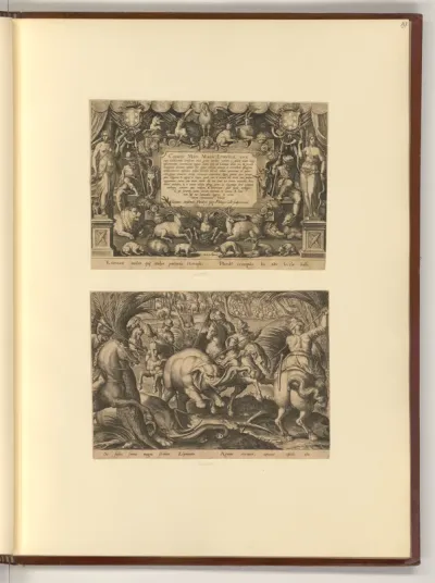 Titelblatt mit Widmung an Cosimo I, Großherzog der Toskana, Jagden und Tierszenen