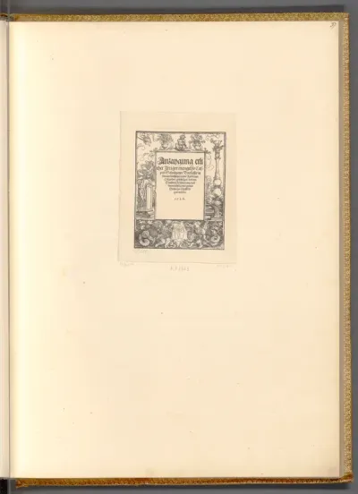 Titelbordüre mit Laute spielendem Engel (Titelholzschnitt zu Anzeigung etlicher Mängel ..., Würzburg 1526)